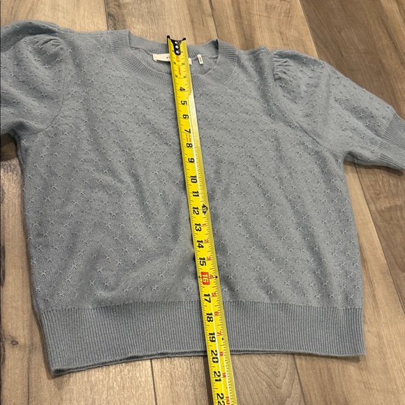 FRAME Pointelle Puff Sleeves Cashmere Sweater Pullover.  100% Cashmere. - Picture 9 of 10